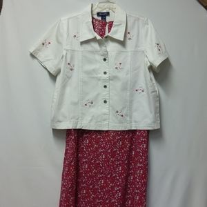 Denim & Co. Short Sleeve Jacket & Flower Dress